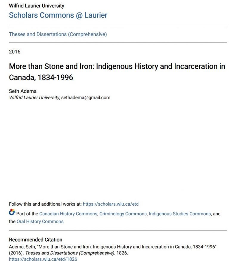 Read more about the article More than Stone and Iron: Indigenous History and Incarceration in Canada, 1834-1996
