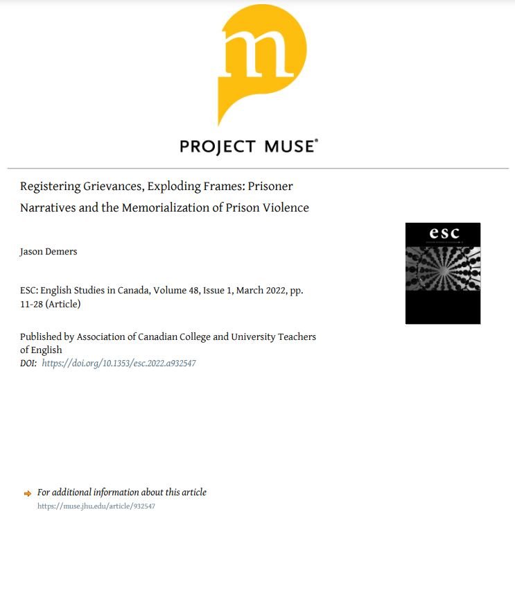 Read more about the article Registering Grievances, Exploding Frames: Prisoner Narratives and the Memorialization of Prison Violence